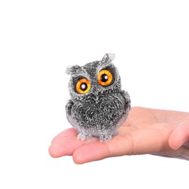 Jovivi Black Obsidian Crystal Owl Ornament Owl Gifts For Women Men, Healing Crystal Gifts for Women,2.36" Resin Crystals Gemstones Owl Animal Statue Figurine Home Office Desk Decor Birthday Gifts