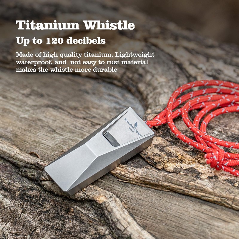 Boundless Voyage Titanium Whistle Emergency Survival Safety Whistles with Lanyard
