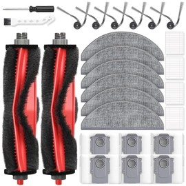 26 Pack Replacement Accessories for Roborock Q7 M5 / Q7 M5+ / Q7 L5 / Q7 L5+ Robot Vacuum Cleaner, 2 Main Brush 6 Side Brush 4 HEPA Filter 6 Mop Pads 6 Dust Bags 1 Cleaning Brush 1 Screwdriver