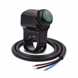 YnGia Waterproof Motorcycle Handlebar Switch, Universal 22mm Motorcycle Handlebar Headlight Fog Light ON OFF Button Switch 12V 7/8 inch Switch (Green)