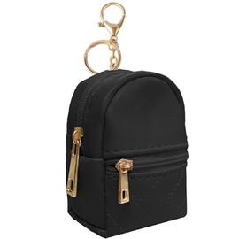 Hufopik 1Pcs Black Mini Backpack Cute Cosmetic Bag for Women,PU Leather Makeup Bag Key Pocket Lipstick Bag Card Holder Data Cable Organizer Zipper Pouch