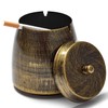 Ashtray with Lid for Outside Patio, Windproof Ash Tray, Bronze