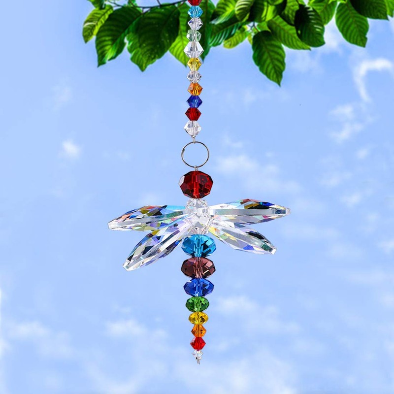 H&D Window Dragonfly Pendant Crystal Suncatcher Fengshui Rainbow Maker
