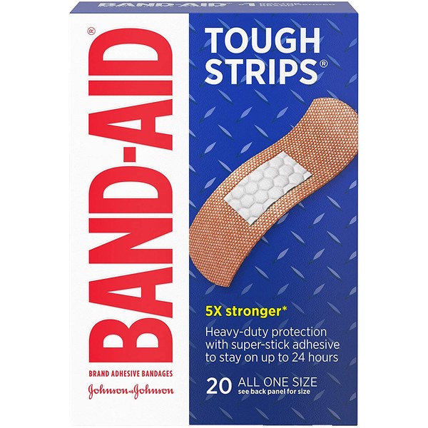 Band-Aid Brand Tough Strips Adhesive Bandage for Minor Cuts & Scrapes, All One Size, 20 ct