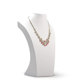 Oirlv White Leather Jewelry Bust Necklace Display Stand Trade Show Jewelry Holder (H:11.8")