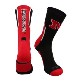 Nebraska Cornhuskers Perimeter Crew Socks (Black/Scarlet/White, Small)