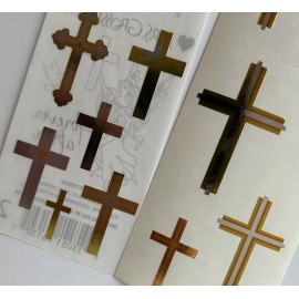 Mrs. Grossman's Sticker CROSSES 2 STYLES  Christian Cross Gold FAITH 2 Strp