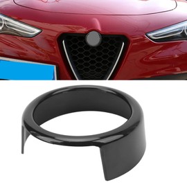 Front Grill Emblem Logo Ring Cover Glossy Black Exterior Badge Cover Trim Sticker Replacement for Giulia Stelvio