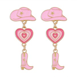 Cowwomen Boot Earrings Western Earrings For Women Cowboy Earring Vintage Western Cowwomen Boot Earrings Cowboy Drop Earrings Pink