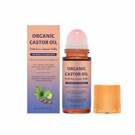 4/6 PCS Organic Castor Oil Roll On with Roller, Castor Oil Organic Cold Pressed, for Face and Body, Hair, Eyebrows, Moisturize Skin, Gentle and Effective (4 PCS)