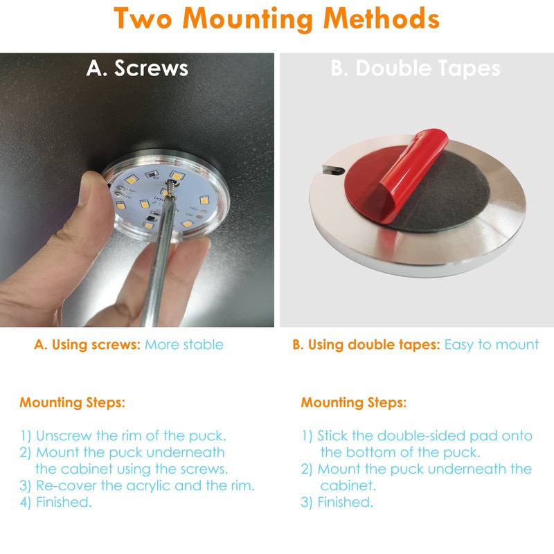 Lvyinyin Under Cabinet Lighting Dimmable LED Puck Lights, Above or