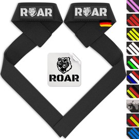 Roar® Professional Lifting Straps Strength Training, Lifting Straps for Bodybuilding and Weightlifting, Lifting Straps Bodybuilding, Grip Aids Bodybuilding, Deadlift Lifting Strap, Gym Straps (Black)