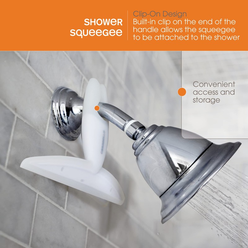 Casabella, White 44037 Clip on Silicone Squeegee, 10-1/8" x 1-1/4"