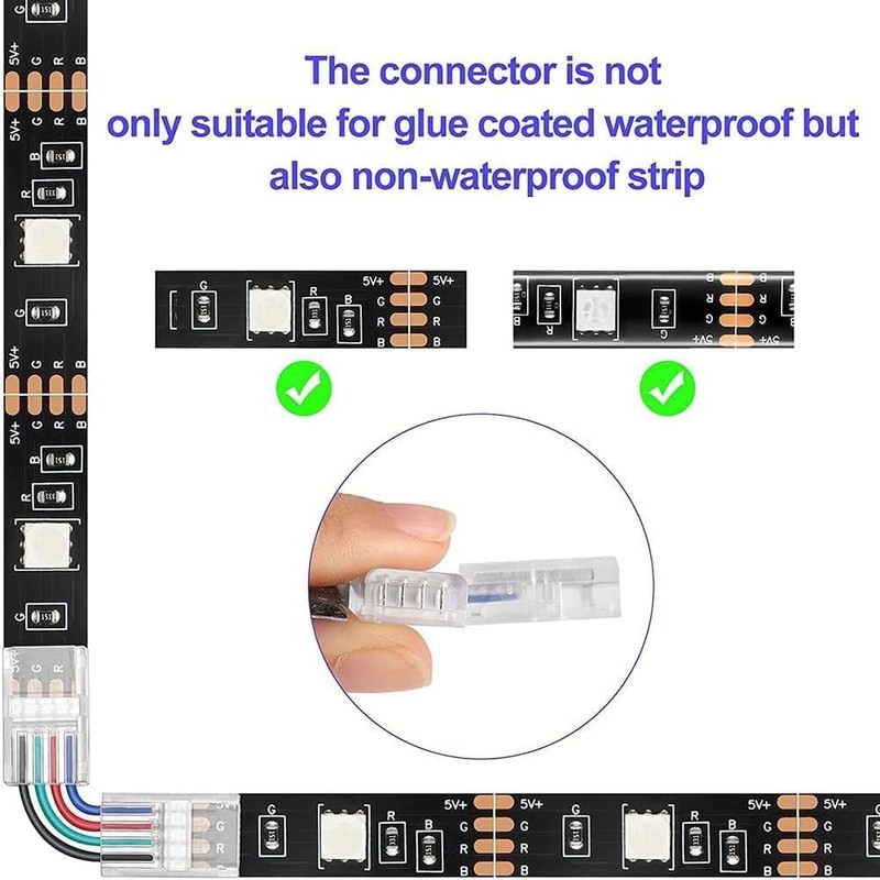 LED Strip Connector 4 Pin 8mm Right Angle Adjustable L