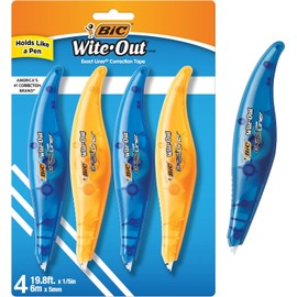 BIC Wite-Out - Cinta correctora de líneas exactas, color blanco, 4 unidades