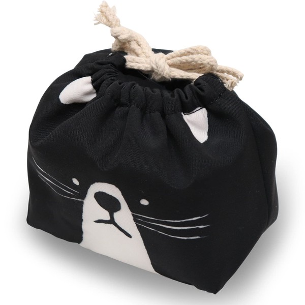 TOYO CASE Animal Lunch Pouch Drawstring Bag Insulation Aluminum Sheet inside CAT