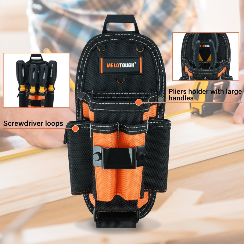 MELOTOUGH 7-Pocket Technician Pouch-Small Pocket Tool Belt Pouch with Belt