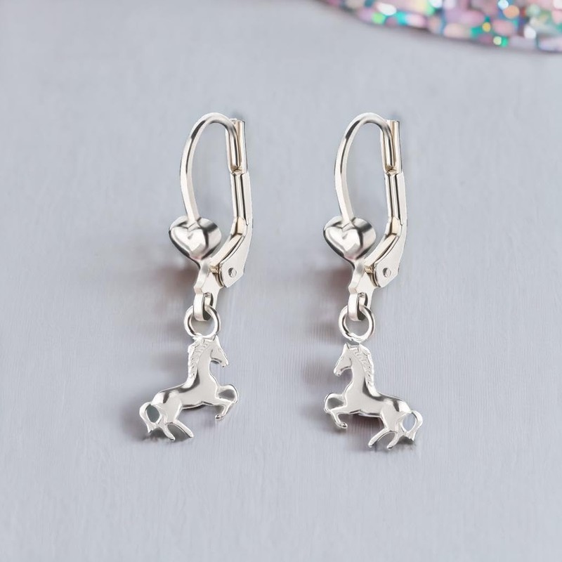 FIVE-D Stud Earrings Horse Pony Gallop 925 Silver, Silver