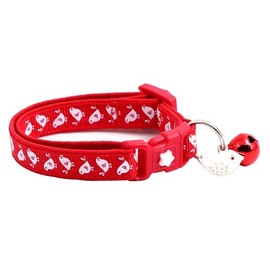 Pugs to Persians Animal Print Cat Collar with Bell | Safety Breakaway Collar | Adjustable Small Size (Red, 6.5"-10", 10lbs & Less)