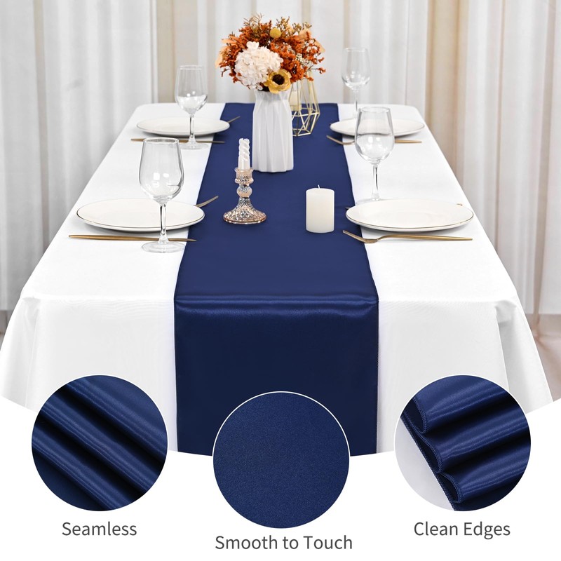 Teruntrue 10 Pack Navy Blue Table Runner 12 x 72