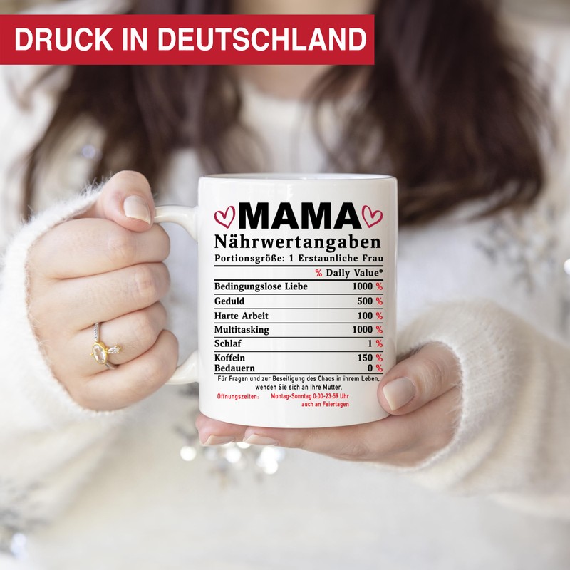 Mama Tasse Beste Mama geschenk Nährwertangaben zum Geburtstag Geburtstagsgeschenk mama