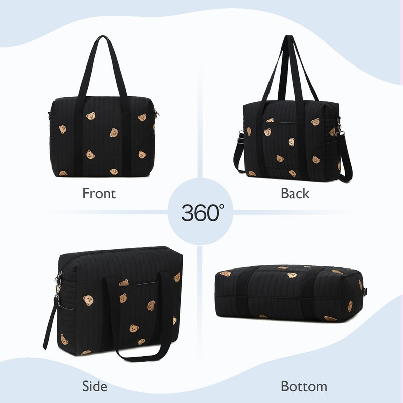 LORADI Convertible Diaper Bag Tote with Insulated Pockets and Stroller