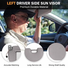 Sun Visor with Light Fits for KIA Sportage 2005-2010 Left Driver Side Sunvisor Replace 85201-1F090LX, Gray