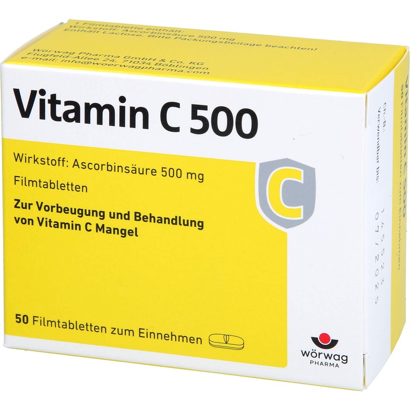 VITAMIN C 500 Film-Coated Tablets Pack of 50