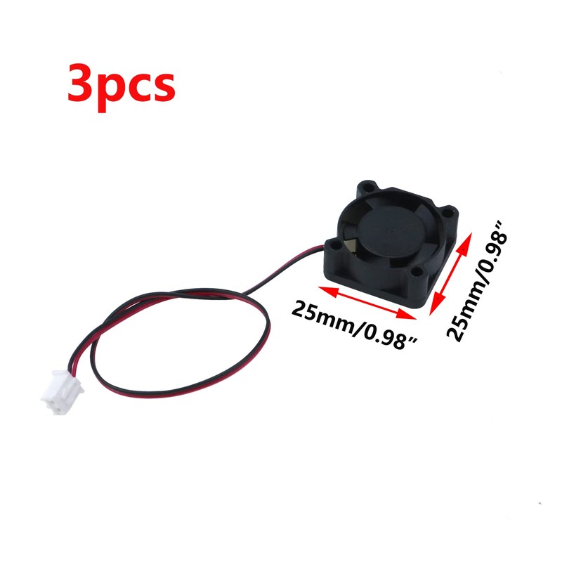 Antrader 3-Pack 12V 0.1A 2Pin 25mm x25mm x10mm DC Small