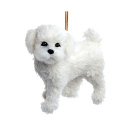 The Bridge Collection Bichon Frise Dog Ornament - Furry Teddy Bear Dog Ornament for Holiday Decor - Animal Christmas Tree Ornament - Pet Ornaments for Dog Lovers