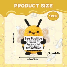 QXCFTW Funny Positive Bee, Positive Crochet Animals, Affirmation Bee Gifts for Women Girl Men Friend