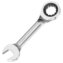 FOCMKEAS 11/16 Inch Anti-slip Stubby Ratcheting Combination Wrench SAE 72 Teeth 12 Point Ratchet Box Ended and Open End Spanner Tools for Tight Space, Heat-Treated CR-V