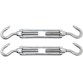M6 x 110mm Hook & Hook Turnbuckles Wire Tensioner Strainer Closed Hook Threaded Hook A4 Marine Grade Stainless Steel (Pack of 2)