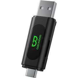 Bettdow Lector de Tarjetas H128 USB 2.0 y Type-C, Adaptador de Memoria SD TF para MacBook, PC, Teléfono, Velocidad 480 Mbps, Plug and Play, ABS Portátil