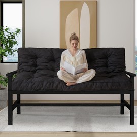 YOSHOOT 6 Inches Futon Mattress Full Size, Thick Futons Sofa Couch Bed, Floor Mattress for Adults, Shredded Foam Filling, Medium Firm(Frame Not Included), Black(54"x75")