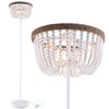 VILUXY Boho Floor Lamp with White Wood Beaded Shade for