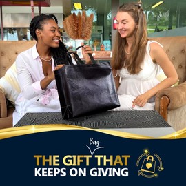 Nush Nush Set of 60 Black Gift Bags Bulk - Shiny Black Reusable Large Gift Bags with Handles - Ideal for Small Business, Big Parties and Events, Corporate Gifts, Halloween, Christmas Gifts - 13x5x11