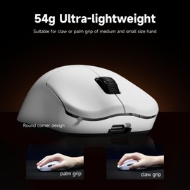RAWM ES21 Wireless Gaming Mouse, 54g Ultra-Lightweight, PAW 3395 Optical Sensor with 26000 DPI, 6 Programmable Buttons, Gaming Mice for PC/Laptop/Mac