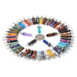 12pcs Crystal Healing Hexagonal Point Chakra Reiki Pendant Beads
