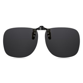 TINHAO Clip-on Sunglasses, Polarized Lenses, UV400, Flip-up, For Attaching Glasses, Driving, Outdoor Use, Glasses Wearing, Lightweight, Black