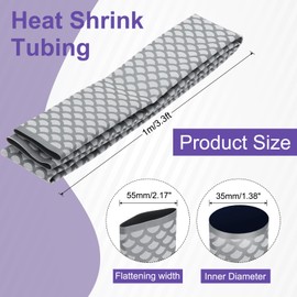 QUARKZMAN 3.3 ft Shrink Tube for Fishing Rods, 1.8:1 Fish Scale Pattern Heat Shrink Tubes with Non-Slip Waterproof Cable Insulation (Diameter: 35 mm, Grey)
