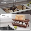 VERTORGAN Teak Dish Drying Rack,Folding Collapsible Drainer Plate Organizer Holder