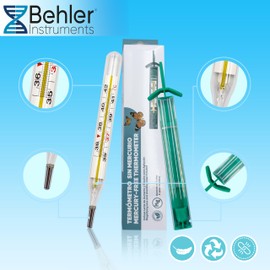 Behler Instruments - Fieberthermometer Analog - Sicher und Präzise, quecksilberfreies - Thermometer - Für Kinder und Erwachsene - Mit Vergrößerungsglas und Schüttelhülle - Für Haus- und Klinikgebrauch