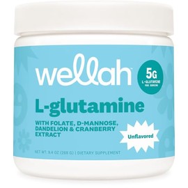 Wellah L-glutamina en polvo sin sabor (50 porciones) - 5 g de L-glutamina por porción, endulzado con stevia                                           