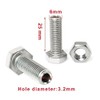 PZRT 2pcs Cylindrical Hollow External Hexagon Screw 304 Stainless Steel