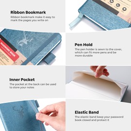 Password Book with Alphabetical Tabs Small Password Keeper with Extra Password Space to Change Password. Password Notebook for Home or Office for Internet Log in, 6.1 * 3.7in Light Blue