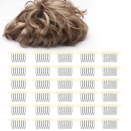Hairpiece Cap Comb Clips, Lightweight 7-Teeth 30Pcs Wig Combs for Hair Extensions And Wigs for Men'S Wig And Women'S Wig for Individual Use Barbershop Wig Shop(creamy-white)