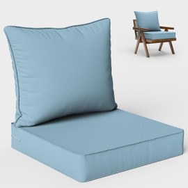 Kimunuk Outdoor Seat Cushion Set 22 L X 22 W X 4 H Inch Waterproof & Fade Resistant Patio Furniture Cushions with Removable Cover with Non-Slip Pads and Straps for Sofa Chairs, Chairs