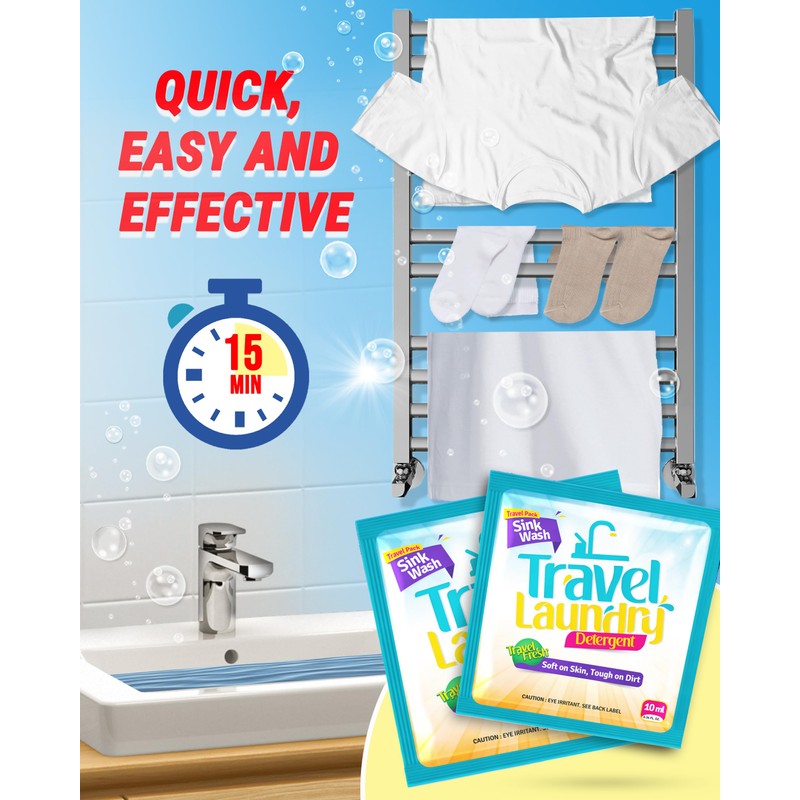 Skywin Travel Laundry Detergent 10 ml - 8 Pack Effective