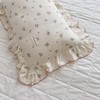BuLuTu Beige Floral Toddler Pillowcase Muslin with Ruffles,Kids Girls Small